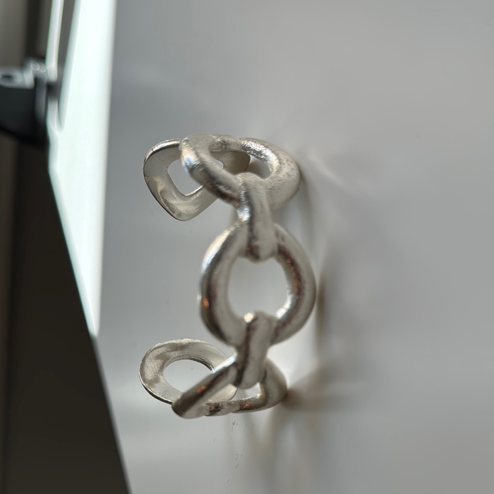 Modern Silver Interconnected Circle Bracelet - image 4